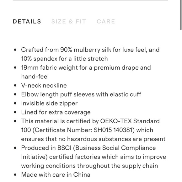 Quince Washable Stretch Silk Puff Sleeve Mini Dress - Picture 8 of 8